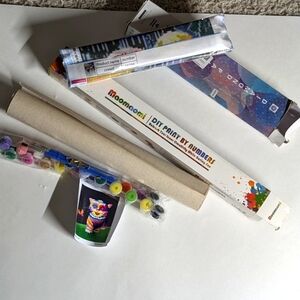 Bundle DIY paint by numbers Cat kit and Diamond painting kit, new craft projects